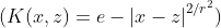 (K(x,z) = e - {\left| {x - z} \right|^{2/{r^2}}}) 